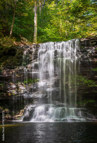 Beautiful Waterfall at Ricketts Glen State Park  in Columbia  Luzerne  and Sullivan counties in Pennsylvania