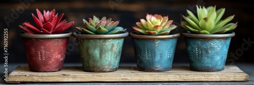 Artificial Succulents Ceramic Pots Wooden Box, Banner Image For Website, Background, Desktop Wallpaper