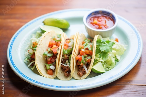 mexican tacos with beef and salsa