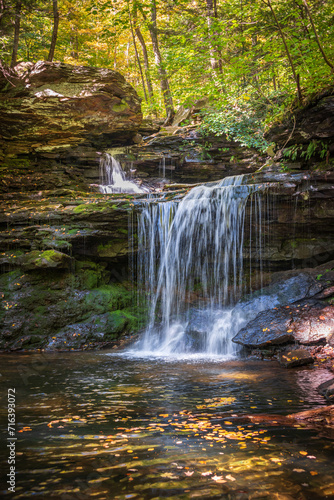 Fototapeta Naklejka Na Ścianę i Meble -  Beautiful Waterfall at Ricketts Glen State Park, in Columbia, Luzerne, and Sullivan counties in Pennsylvania