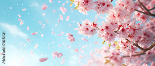 Sakura blooming on branches