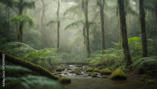 Calming Rainforest Oasis  Soothing Nature in Serene Hues