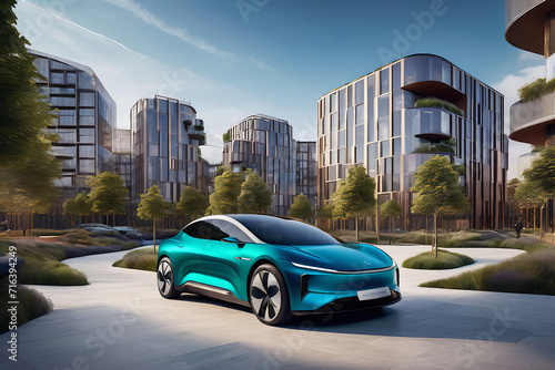  Top-Selling Green Vehicle Futuristic Electric Car in Sustainable City with Clean Energy Features