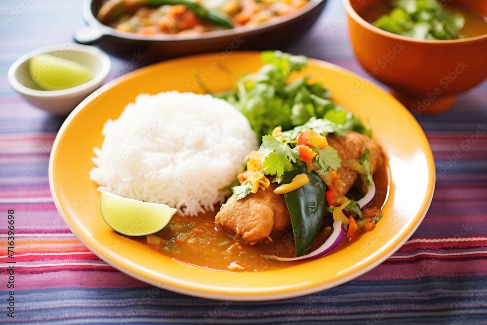 chiles rellenos served with rice and beans on a plate chiles rellenos served with rice and beans on a plate