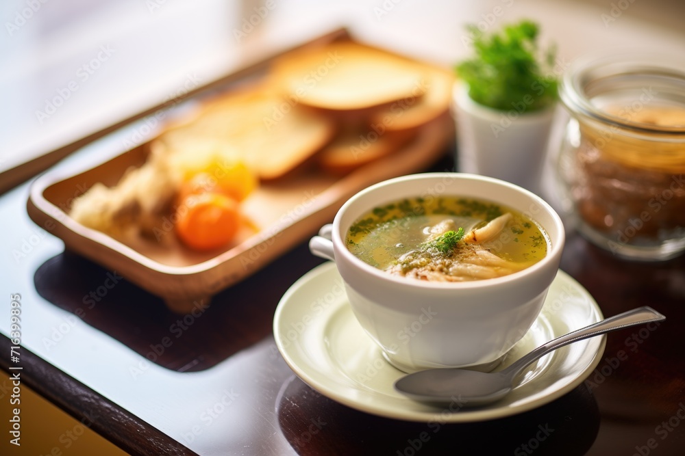 onion soup with gluten-free toasted bread for dietary needs onion soup with gluten-free toasted bread for dietary needs
