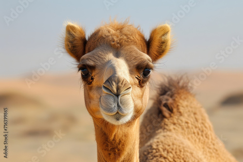 An innocent portrait of the soulful eyes and gentle demeanor of a camel calf