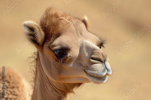An innocent portrait of the soulful eyes and gentle demeanor of a camel calf © Venka