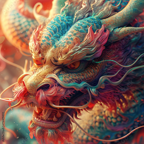 Artistic illustration of the Year of the Dragon, digital artwork 