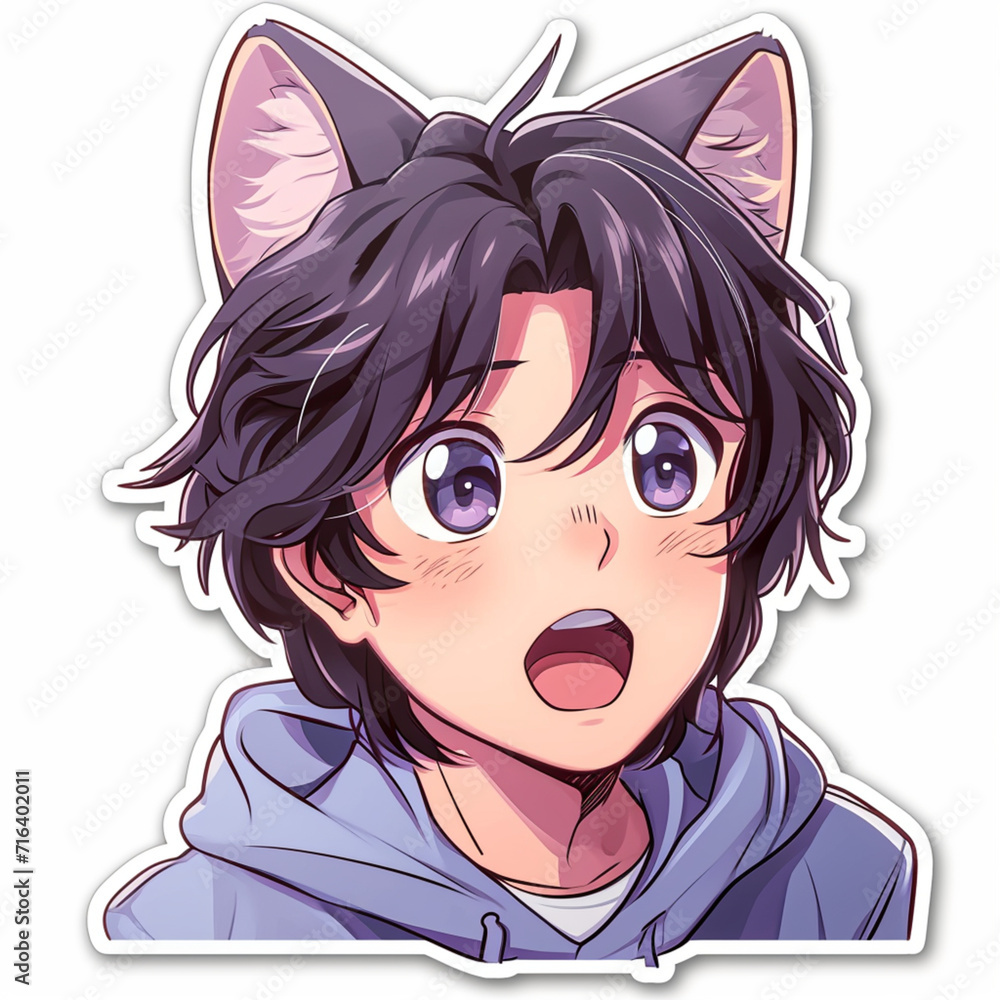Cat cute boy with, sticker design, Cat cute boy with, sticker design,