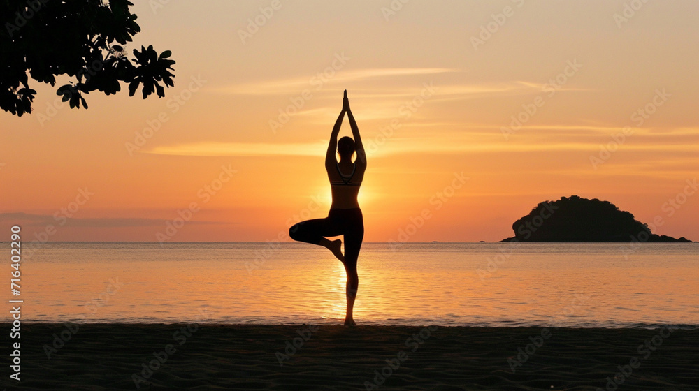 Yoga movements in magnificent nature. In our age, the best way to stay healthy, young and vigorous is yoga exercises. Yoga background. Indispensable activities of today.