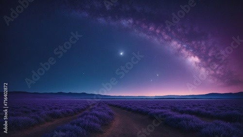 landscape of lavender in the night
