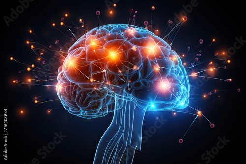 Brain puzzle, captivating jigsaw multicolored cognition. Neurotransmitter, brain network plasticity, learning strategie. Spatial orientation occipital bone, longterm depression (LTD) enigmatic pattern