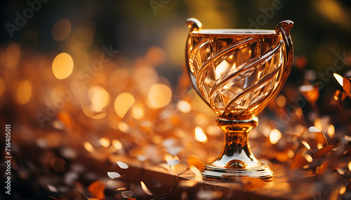 Golden champion cup isolated on black background. realistic 3d illustration. Championship trophy. Sport award. Victory concept
