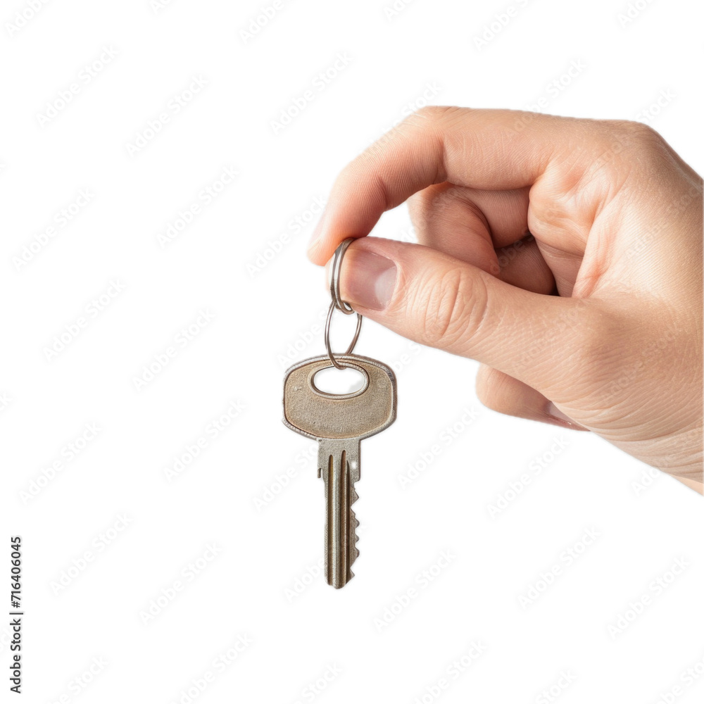New Home; Hand Holding a Key Isolated on Transparent Background New Home; Hand Holding a Key Isolated on Transparent Background