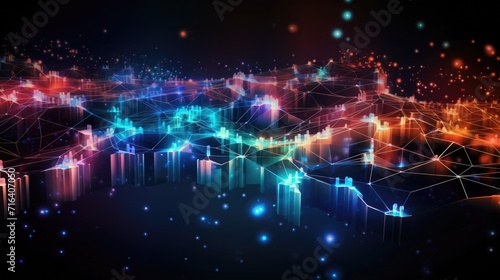 Data Transfer Connections in Futuristic Digital Background. Virtual Linking and Network Computing