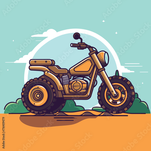 Three wheels motorcycle logo icon template cartoon vector illustration