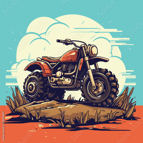 Three wheels motorcycle logo icon template cartoon vector illustration photo