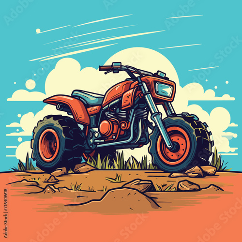 Three wheels motorcycle logo icon template cartoon vector illustration