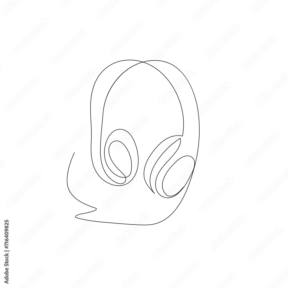 Headphone speaker continuous one line drawing outline vector illustration Headphone speaker continuous one line drawing outline vector illustration