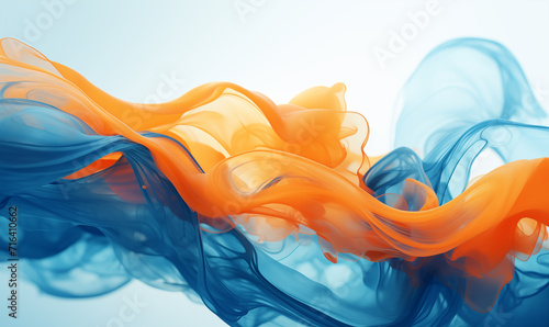 a swirl of ink paint wallpaper, blue and orange abstract water shape pattern, modern 3D backdrop