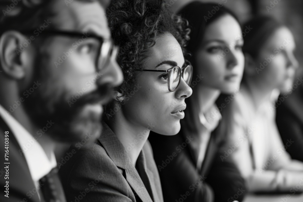 A black and white photo capturing a group of people. Suitable for various uses A black and white photo capturing a group of people. Suitable for various uses
