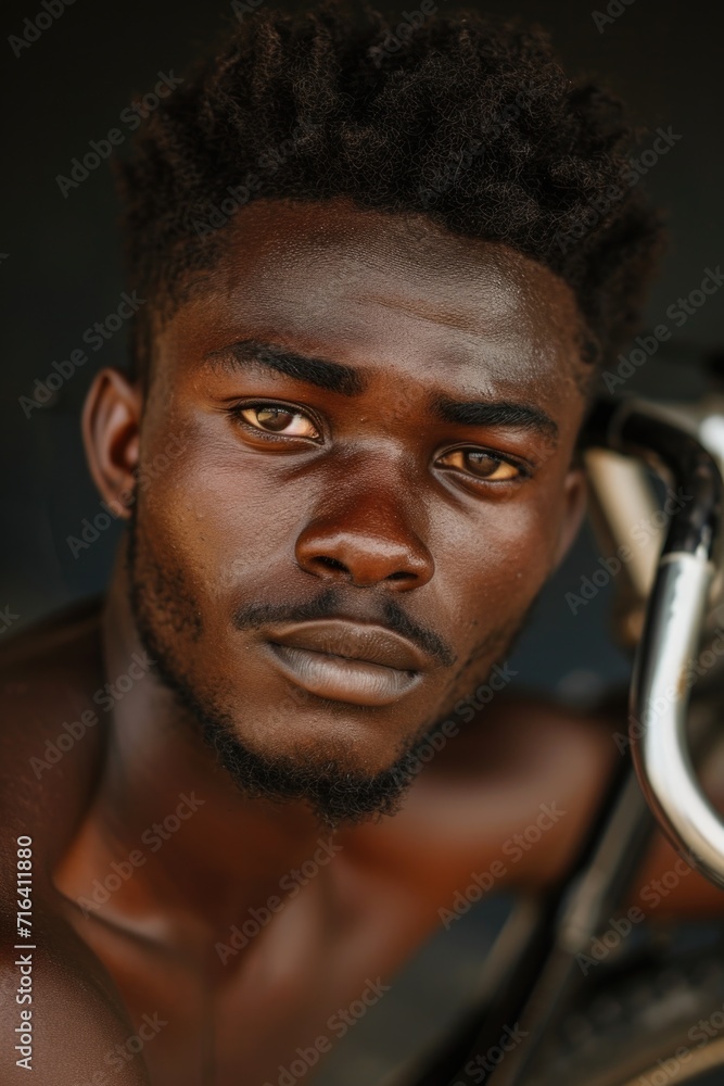 Close up shot of a person holding a motorcycle. Suitable for automotive and lifestyle themes Close up shot of a person holding a motorcycle. Suitable for automotive and lifestyle themes
