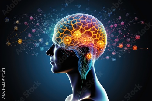 Curiosity primary visual colorful vibrant cortex, adaptable glial cells. Neuronal networks intertwine, converging thoughts on expressive frontal lobe stage. Mindset habits awaken suppressor pathway