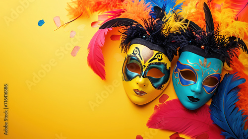 minimalitic carneval background with mask, with empty copy space, carbeval concept © Uwe