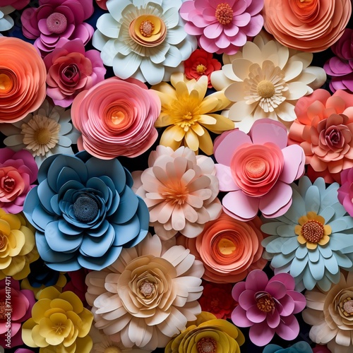 Various artificial colored paper flowers realistic impressive image 