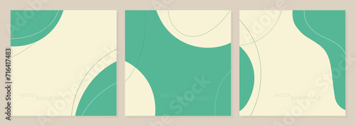Set of minimal square banner templates spring green colors. Suitable for publishing on social networks and online advertising. Vector illustration