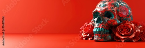 Skull Red Rose Calavera Catrina Dia  Banner Image For Website  Background  Desktop Wallpaper
