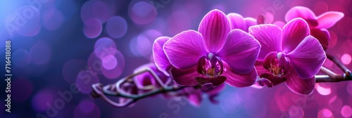Small Bouquet Whitepurple Orchids Flowers Vase, Banner Image For Website, Background, Desktop Wallpaper photo