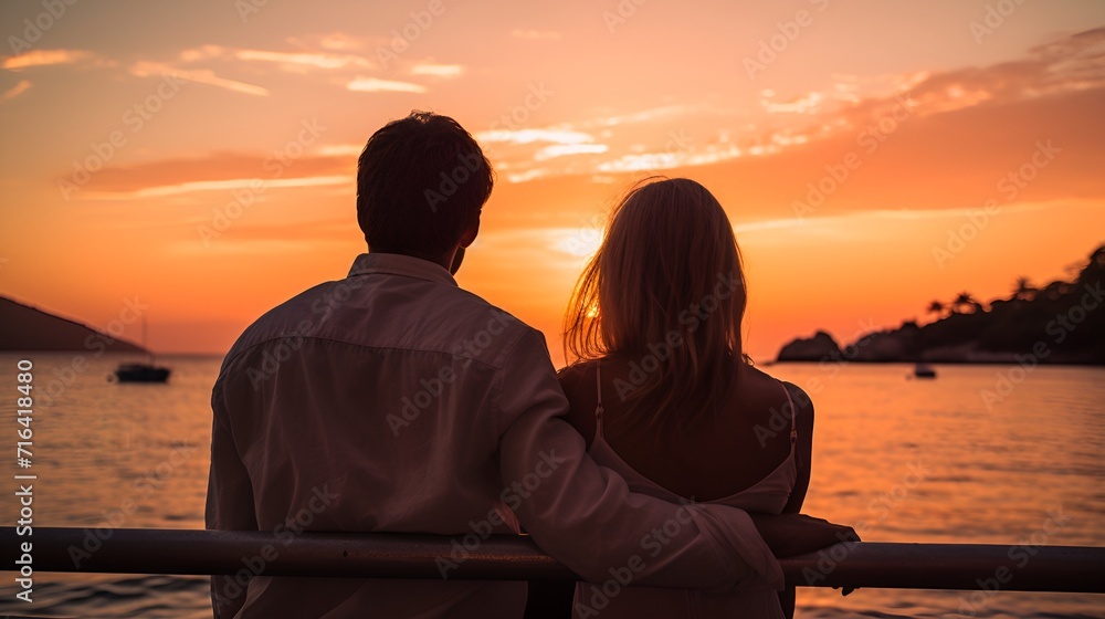 Lovers, Holding hands while watching a scenic sunset , lovers, holding hands, scenic sunset