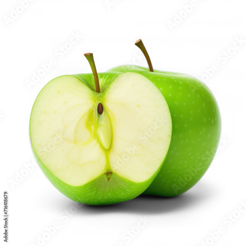 Green apple halfs isolated on transparency background PNG
