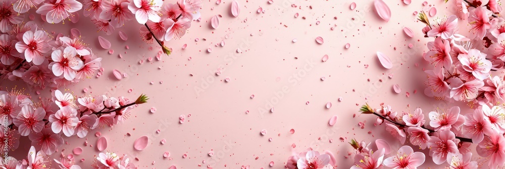 Spring Flowers Cherry Blossom Empty Notebook, Banner Image For Website, Background, Desktop Wallpaper