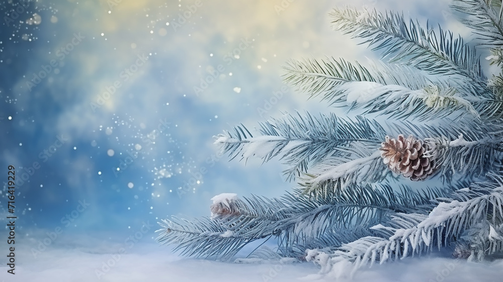 illustration of a Christmas winter backdrop, a traditional seasonal decoration for a greeting card
