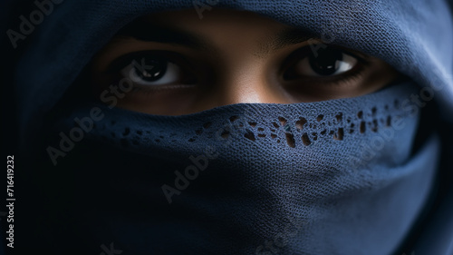 women's eyes religious portrait Arabic Islamic style closed face, abstract fictional character photo