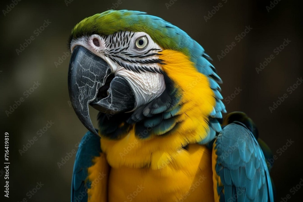 Fototapeta premium blue and yellow parrot. Generative AI