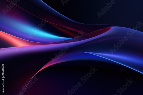 abstract background purple and blue glowing surface on a dark background. wave shape, futuristic, wallpaper. Generative AI