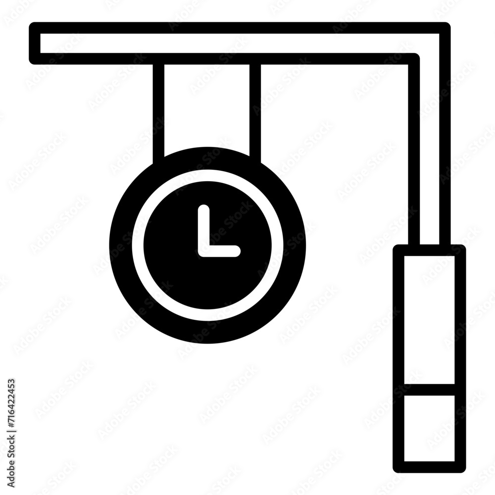 Train Clock solid glyph icon Train Clock solid glyph icon
