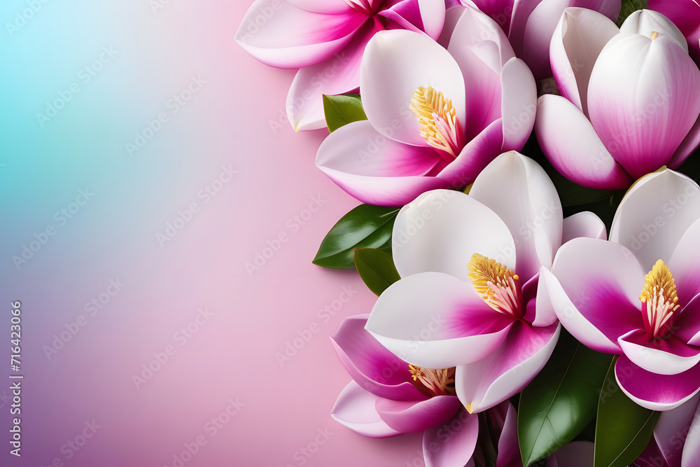 Fototapeta premium pink and white magnolia. 