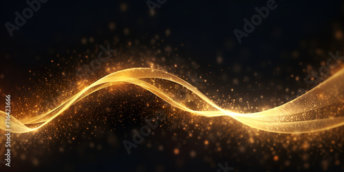 Transparent light effect with curve trail Green Particle Gold Glitter  Shimmer  Dreamy  Elegant  Illuminated Curve  Tranquil  Cosmic  Curve Flow  Abstract Lighting  