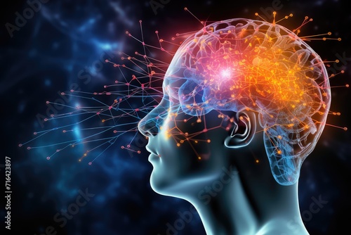 Cognitive decline, disorder, aging brain mosaic of thoughts forgetting dementia, mental mind patterns. Neuro creativity, innovative brainwaves ingenious, variegated neural landscape cognition tapestry