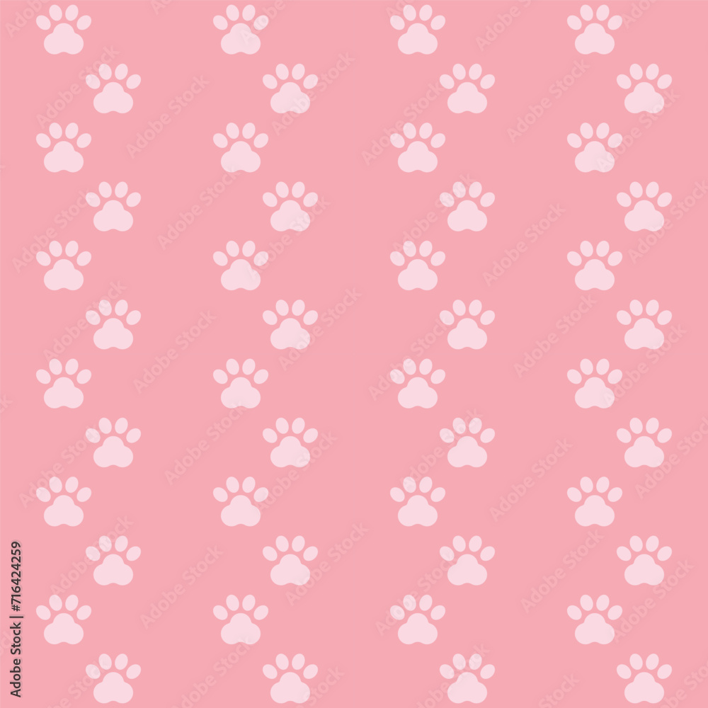 White animal foot prints on pink background seamless pattern White animal foot prints on pink background seamless pattern