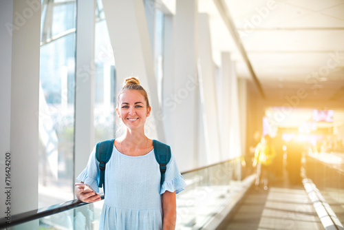 Photography Beautiful young woman traveling in metro