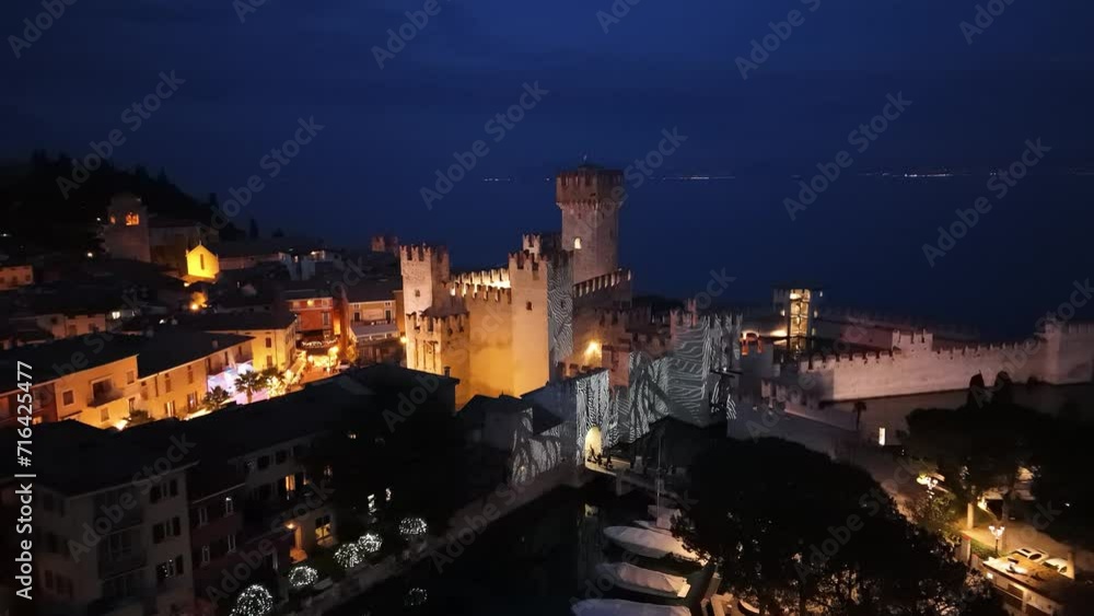 Aerial view of the castle in Sirmione. Italy, lake Garda. Aerial view of the castle in Sirmione. Italy, lake Garda.