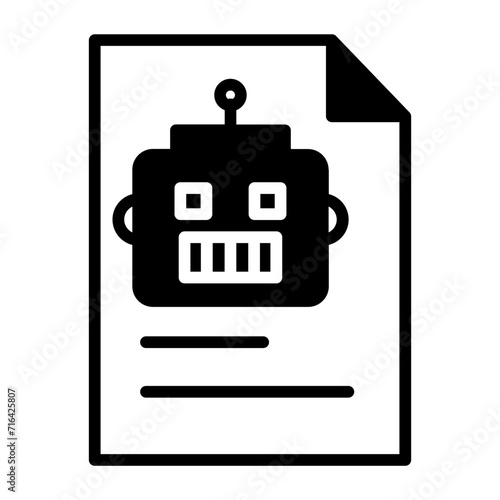 Ai bot Documents solid glyph icon