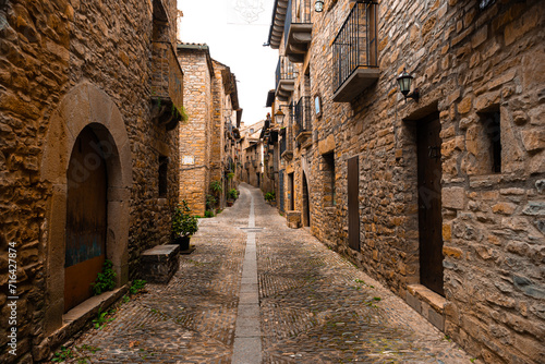 Ainsa town in the Pyrenees. Sobrarbe region.
