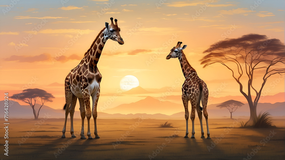 Explore conservation themes by illustrating efforts to protect giraffes