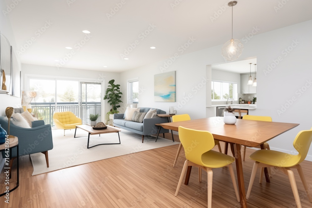 open concept livingdining room with hardwood floors